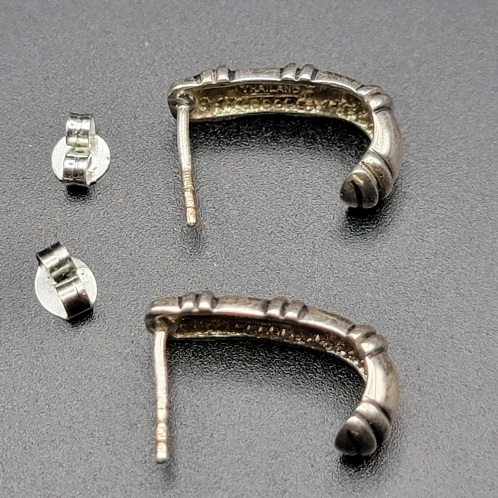 VTG 925 Sterling Silver Southwestern Bojo Vibe Earrings. 3.36g Stamped Hallmark